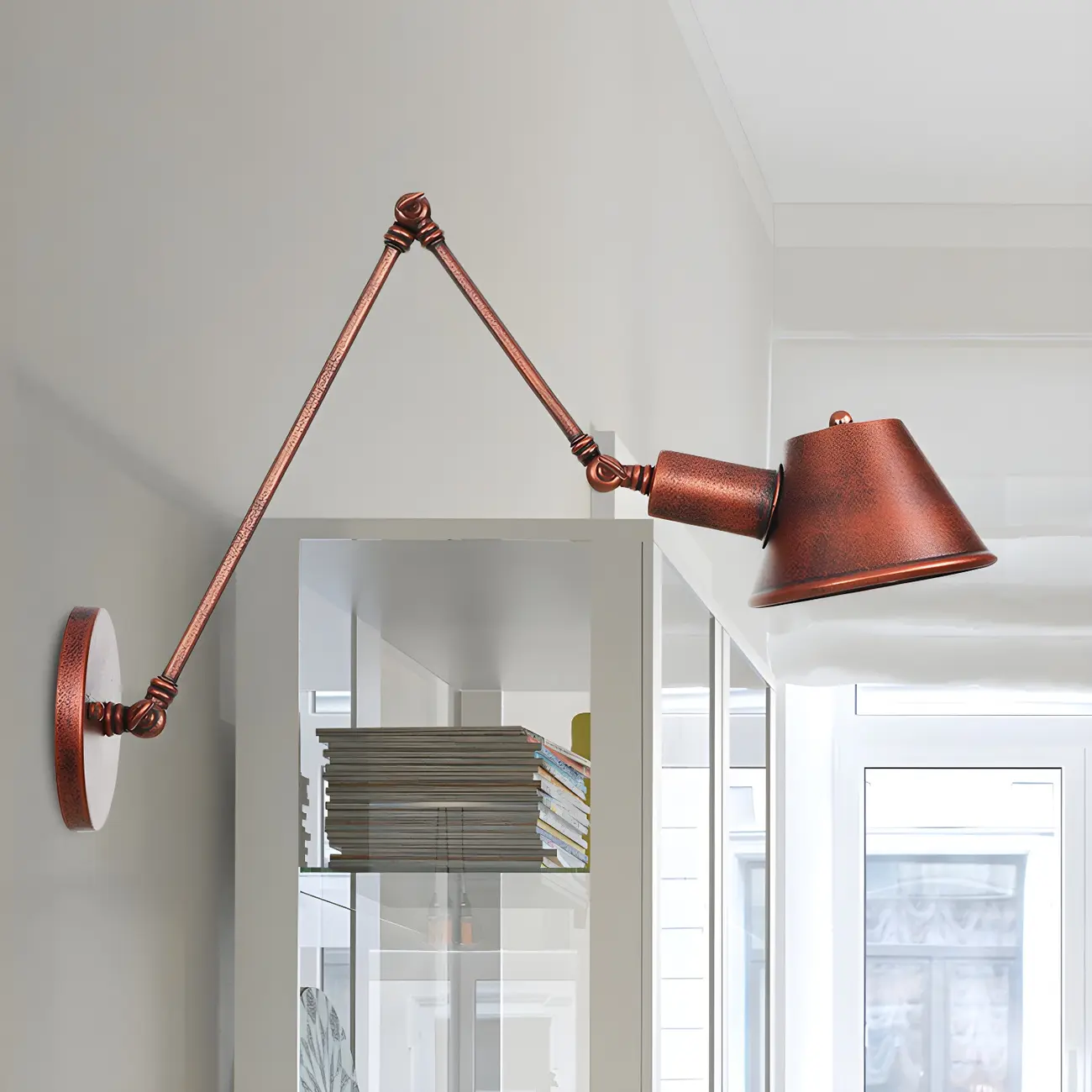 Industrial Copper Adjustable Swing Arm Wall Light Image - 3 | homeyfad