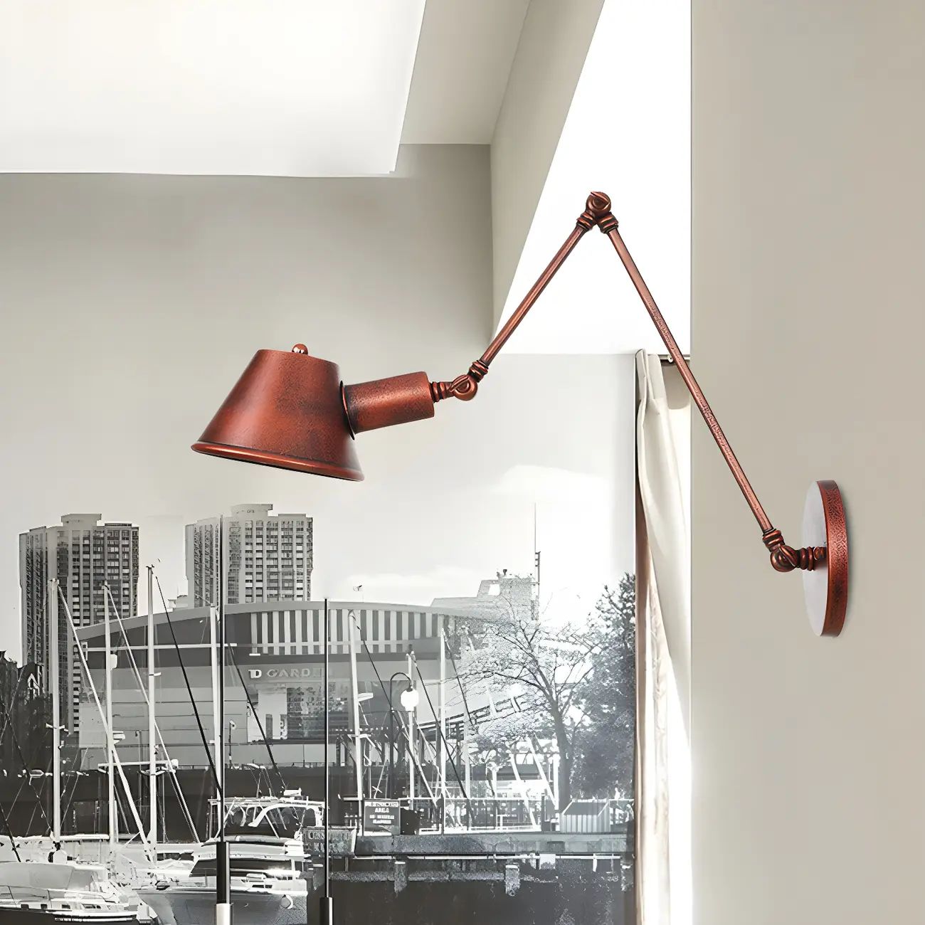 Industrial Copper Adjustable Swing Arm Wall Light Image - 4 | homeyfad