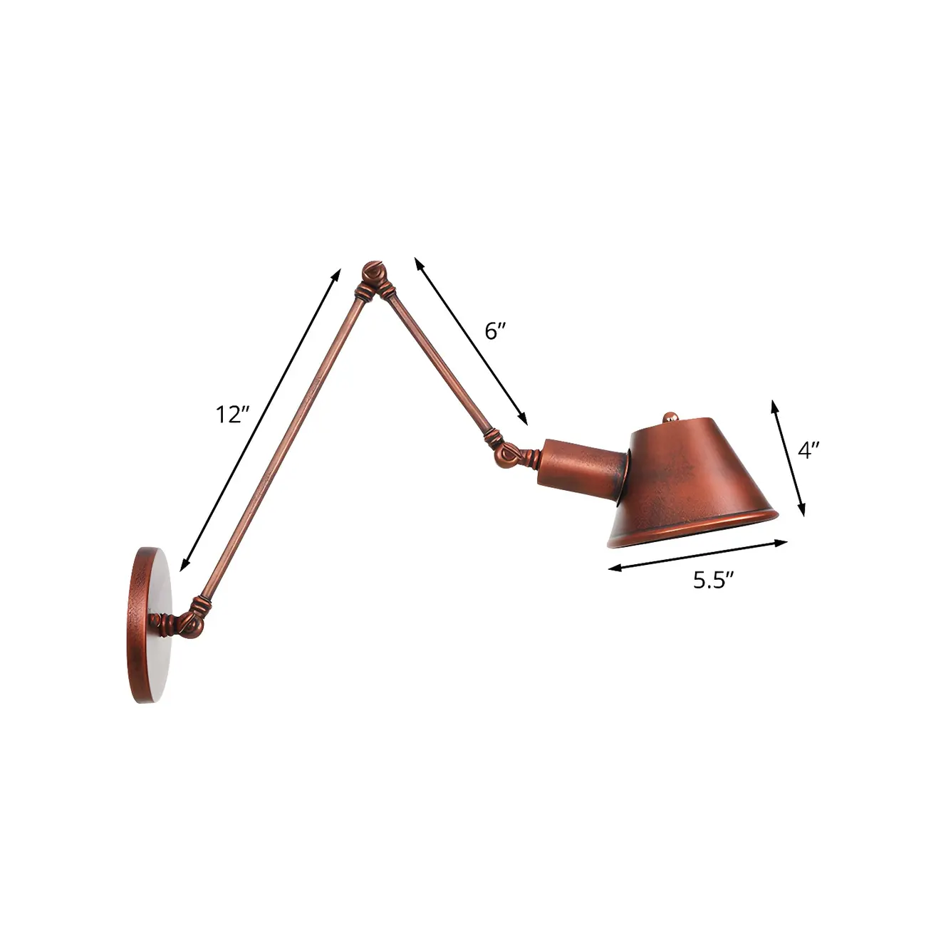 Industrial Copper Adjustable Swing Arm Wall Light Image - 8 | homeyfad