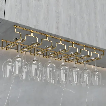 Gold Rectangular Hanging Metal Wine Glass Rack Image - 8