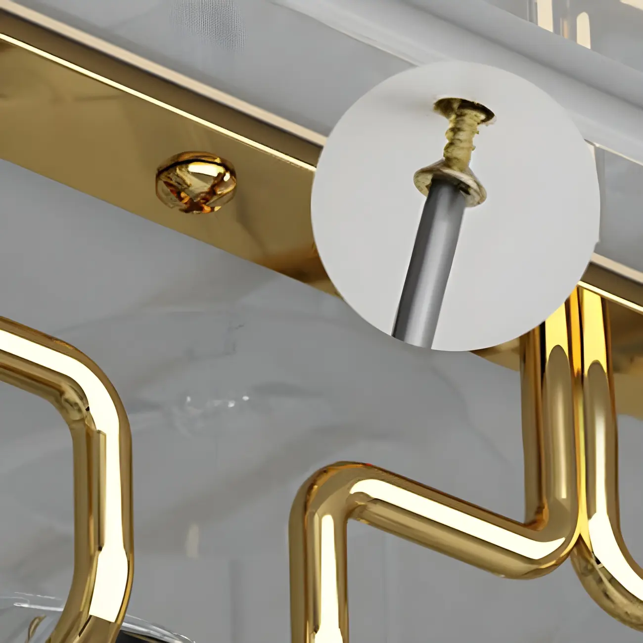 Gold Rectangular Hanging Metal Wine Glass Rack Image - 11 | homeyfad