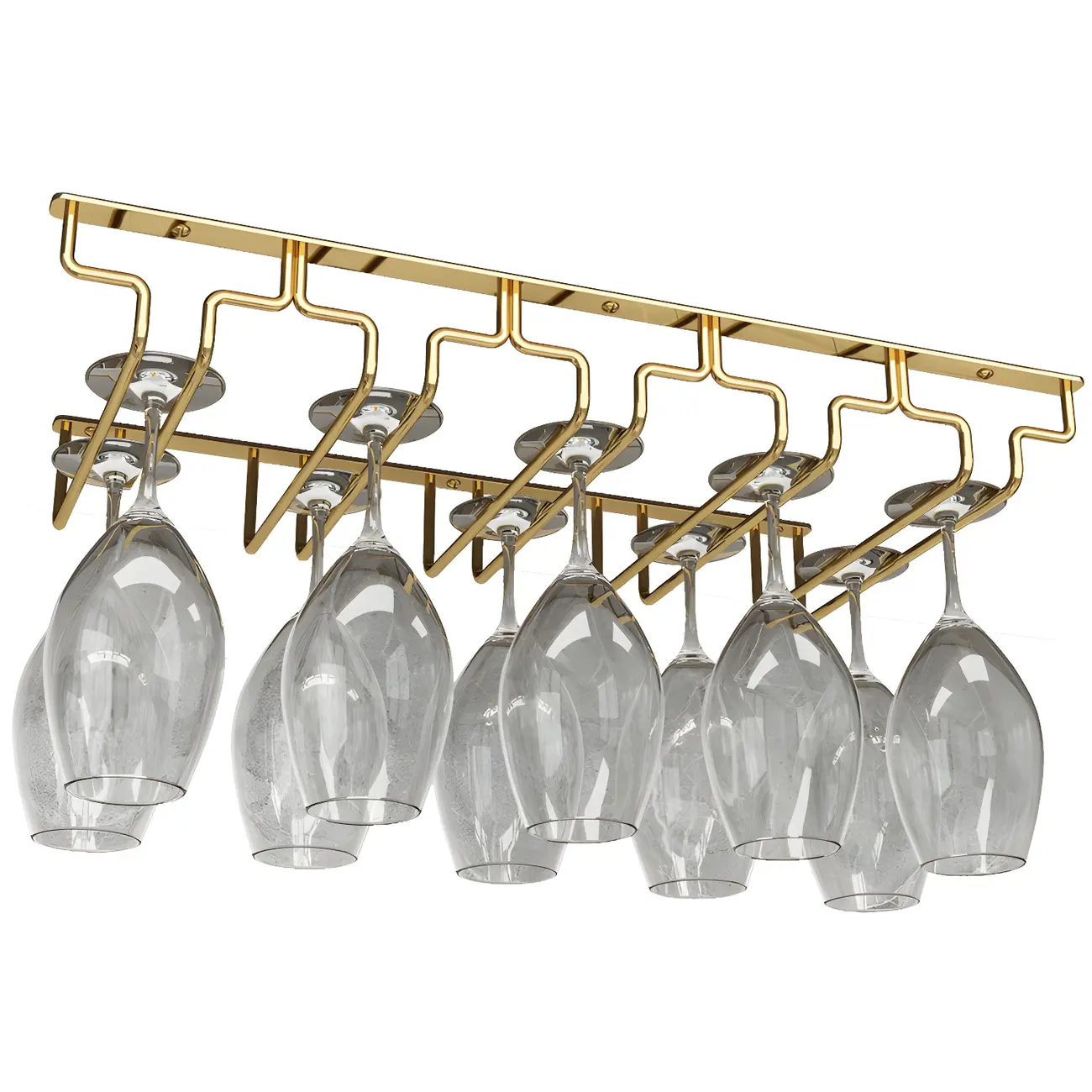 Gold Rectangular Hanging Metal Wine Glass Rack Image - 29 | homeyfad