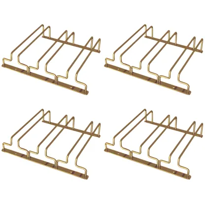 Gold Rectangular Hanging Metal Wine Glass Rack Image - 32