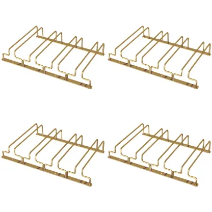 Gold Rectangular Hanging Metal Wine Glass Rack Image - 34