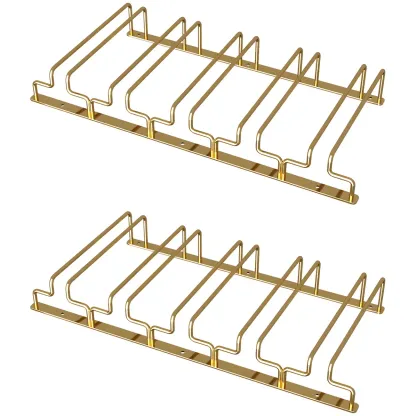 Gold Rectangular Hanging Metal Wine Glass Rack Image - 35