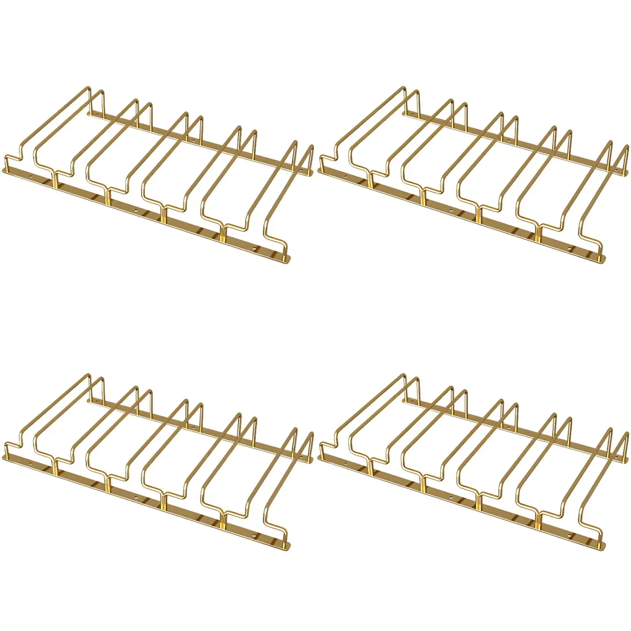 Gold Rectangular Hanging Metal Wine Glass Rack Image - 36