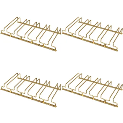 Gold Rectangular Hanging Metal Wine Glass Rack Image - 36