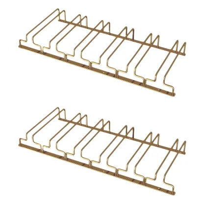 Gold Rectangular Hanging Metal Wine Glass Rack Image - 37