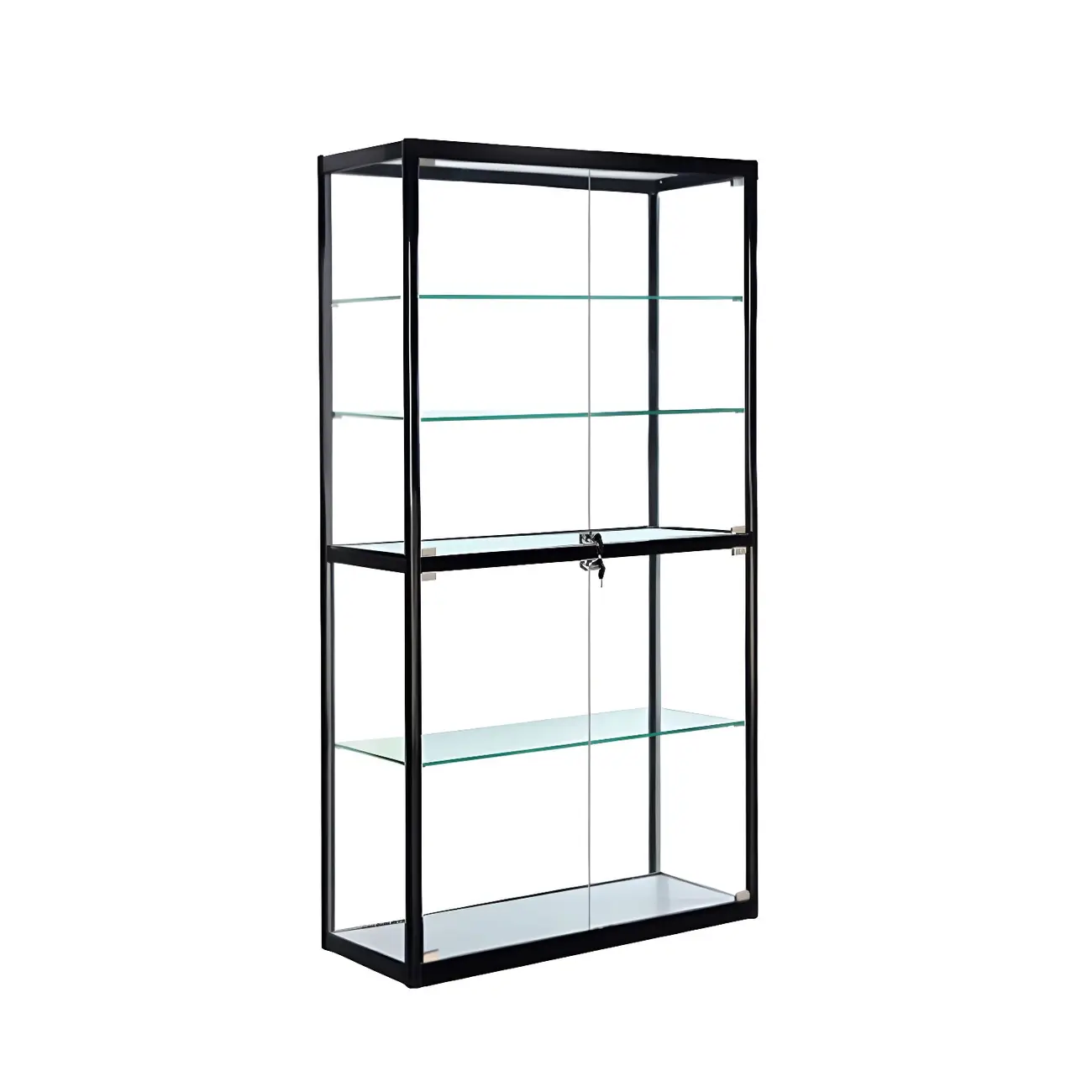 Modern Rectangular Black Glass Curio Display Cabinet Image - 3 | homeyfad