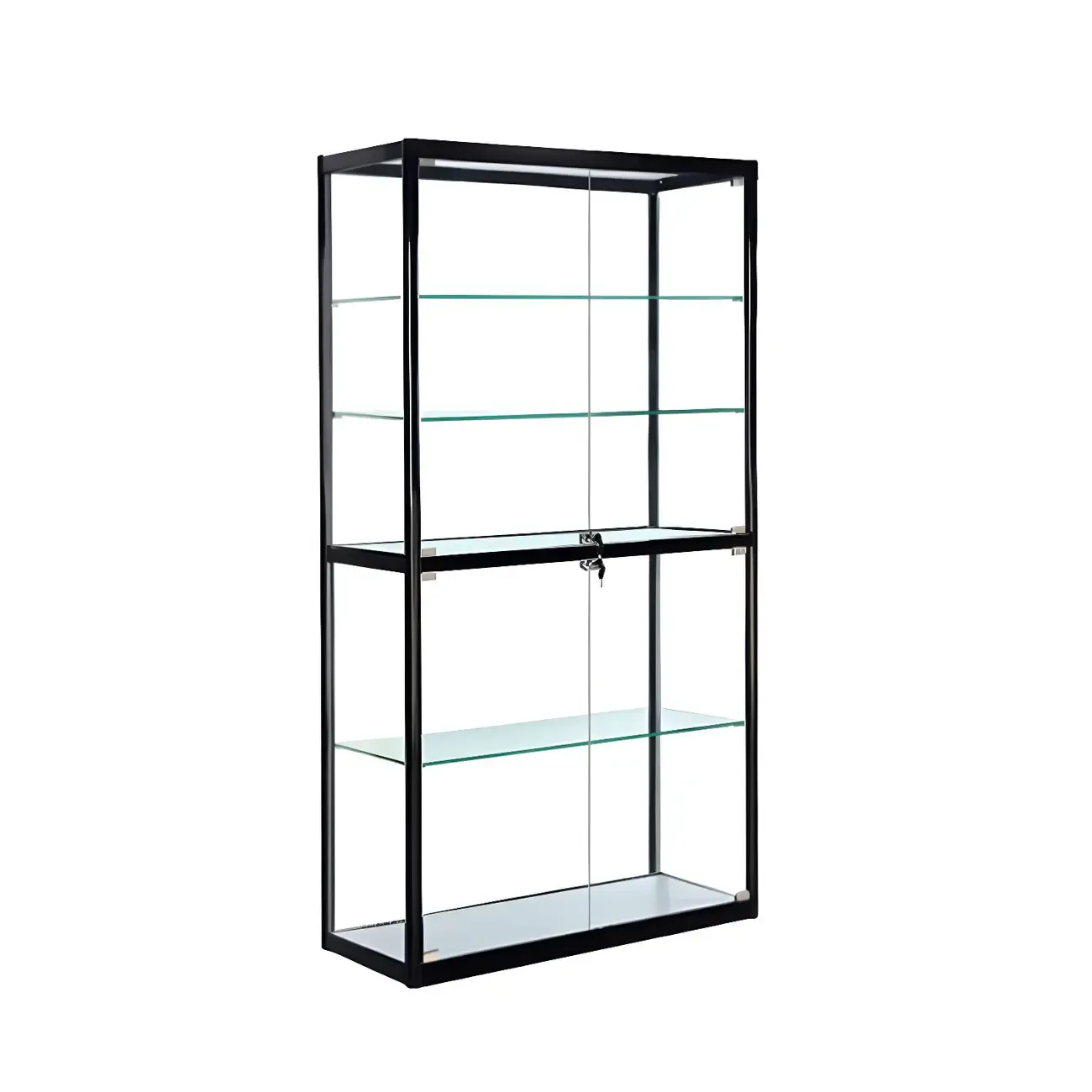 Modern Rectangular Black Glass Curio Display Cabinet Image - 3