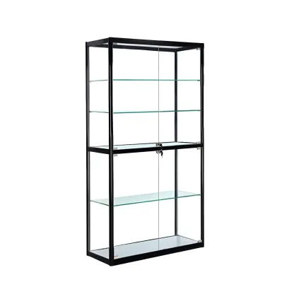 Modern Rectangular Black Glass Curio Display Cabinet Image - 3