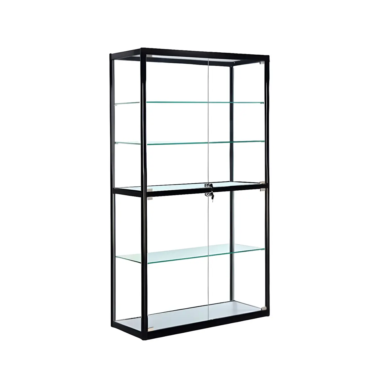 Modern Rectangular Black Glass Curio Display Cabinet Image - 5 | homeyfad