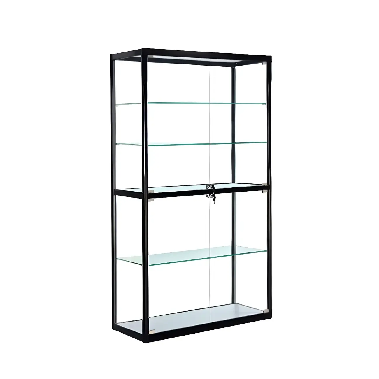 Modern Rectangular Black Glass Curio Display Cabinet Image - 5