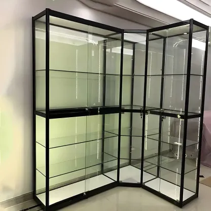 Modern Rectangular Black Glass Curio Display Cabinet Image - 8