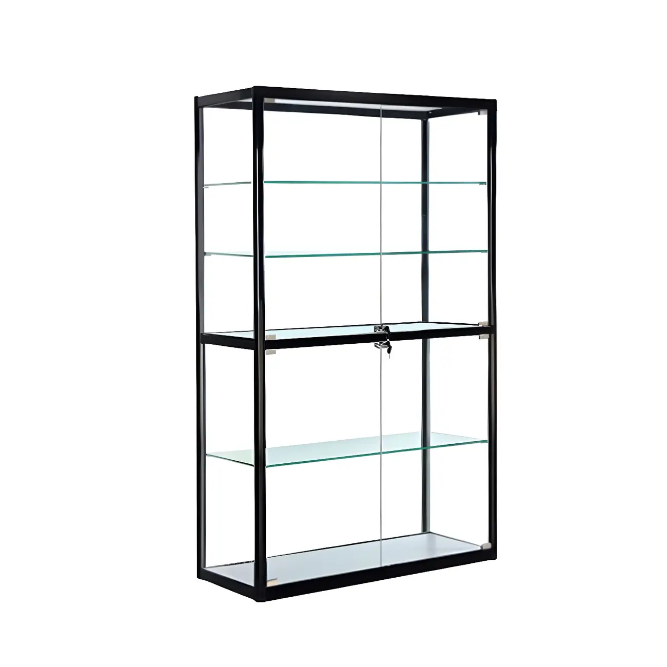 Modern Rectangular Black Glass Curio Display Cabinet Image - 9 | homeyfad