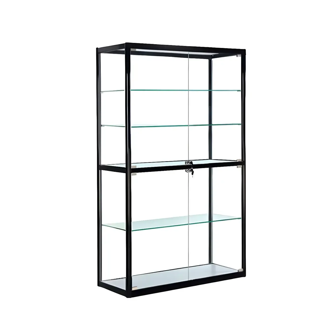 Modern Rectangular Black Glass Curio Display Cabinet Image - 9