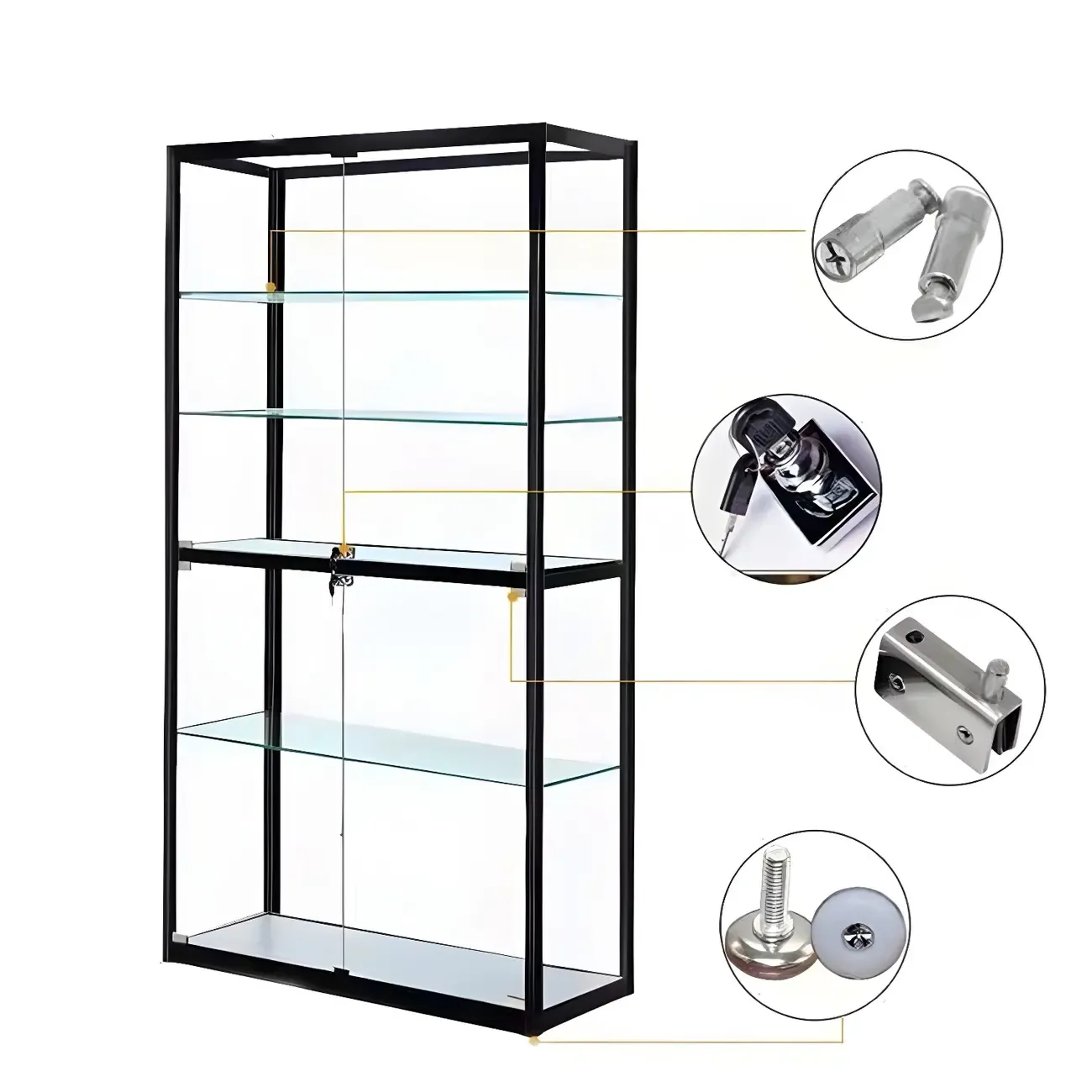 Modern Rectangular Black Glass Curio Display Cabinet Image - 12