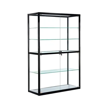 Modern Rectangular Black Glass Curio Display Cabinet Image - 13