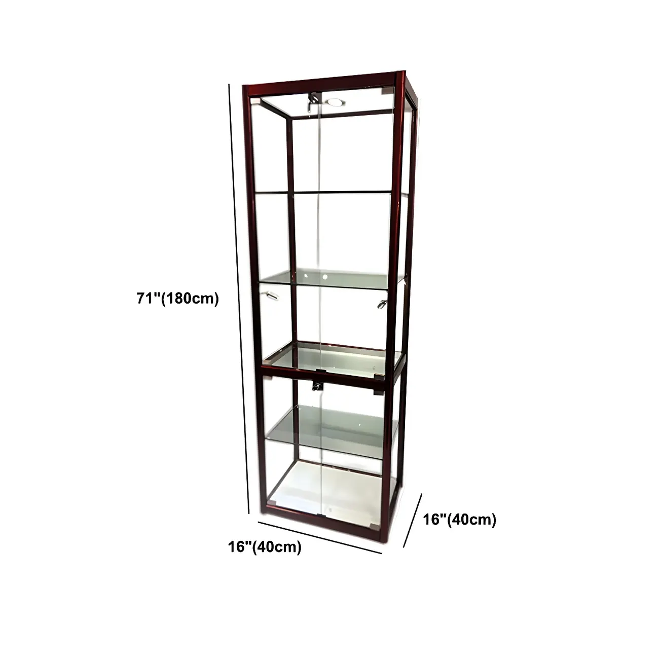 Modern Rectangular Black Glass Curio Display Cabinet #size