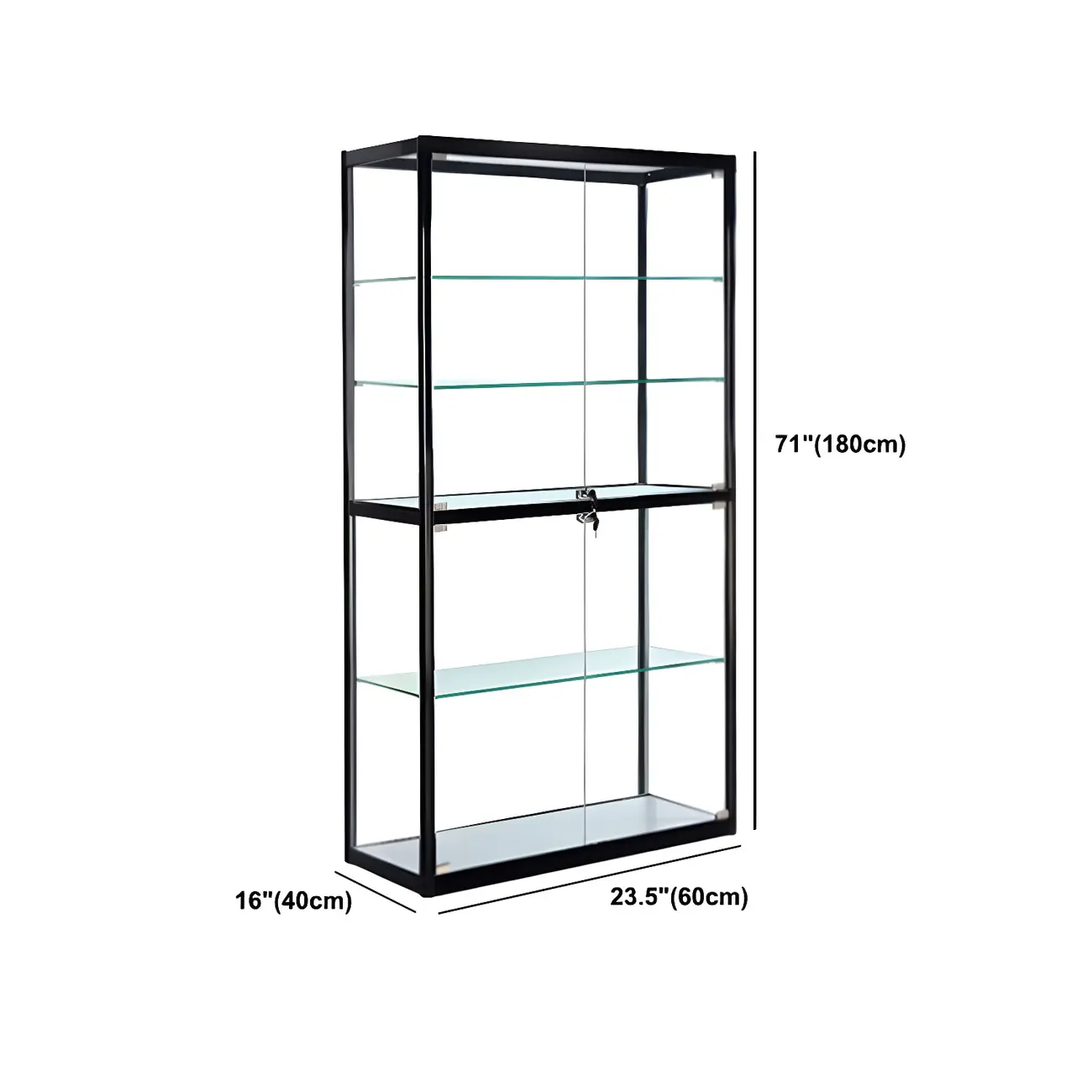 Modern Rectangular Black Glass Curio Display Cabinet Image - 18 | homeyfad
