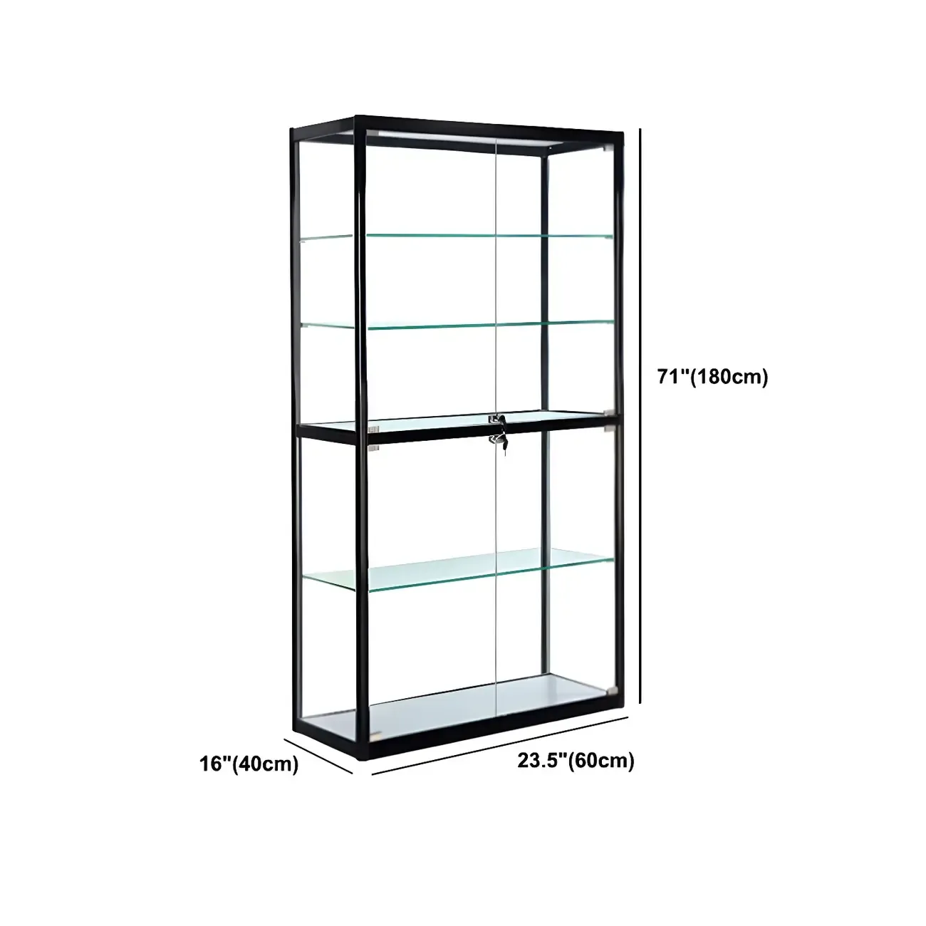 Modern Rectangular Black Glass Curio Display Cabinet Image - 18