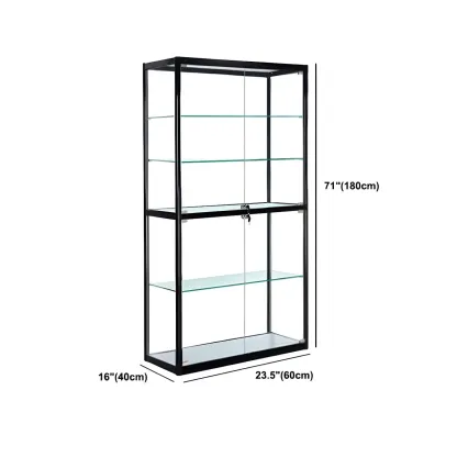 Modern Rectangular Black Glass Curio Display Cabinet Image - 18
