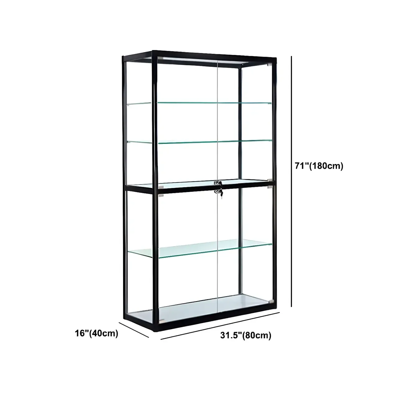 Modern Rectangular Black Glass Curio Display Cabinet Image - 19