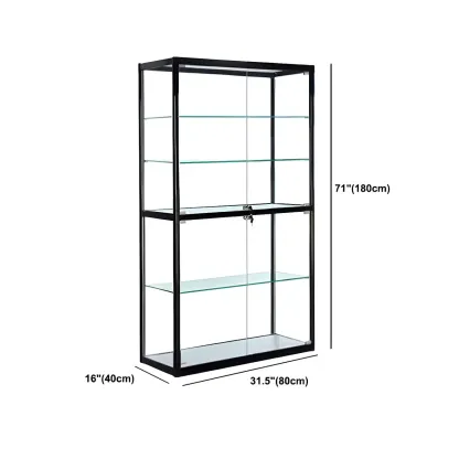 Modern Rectangular Black Glass Curio Display Cabinet Image - 19