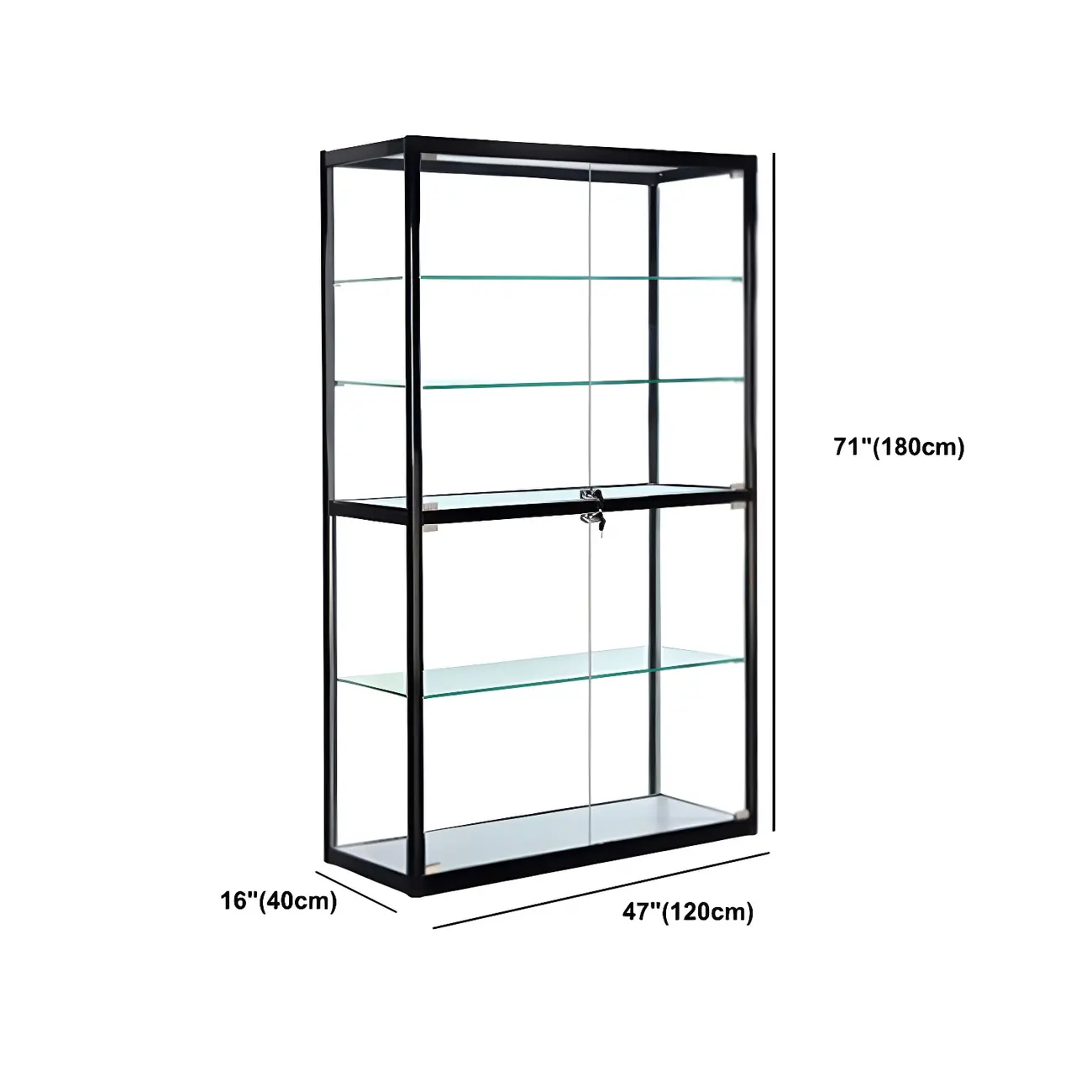 Modern Rectangular Black Glass Curio Display Cabinet Image - 21 | homeyfad