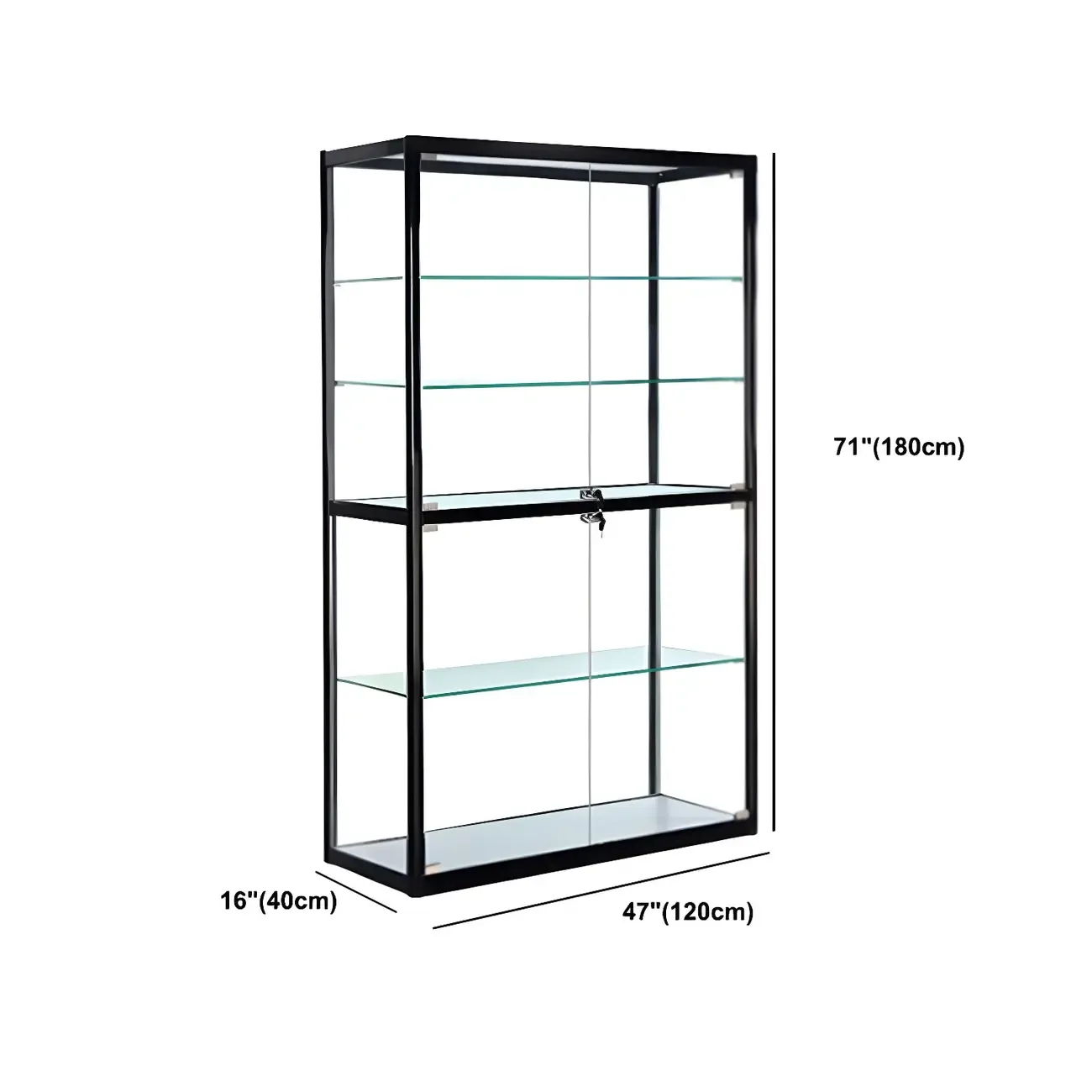Modern Rectangular Black Glass Curio Display Cabinet Image - 21