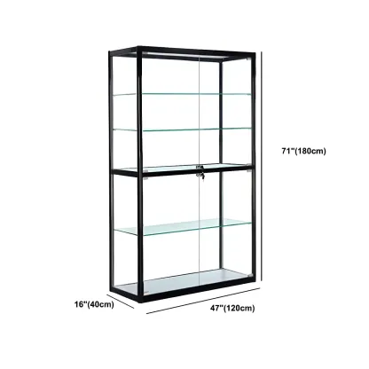 Modern Rectangular Black Glass Curio Display Cabinet Image - 21