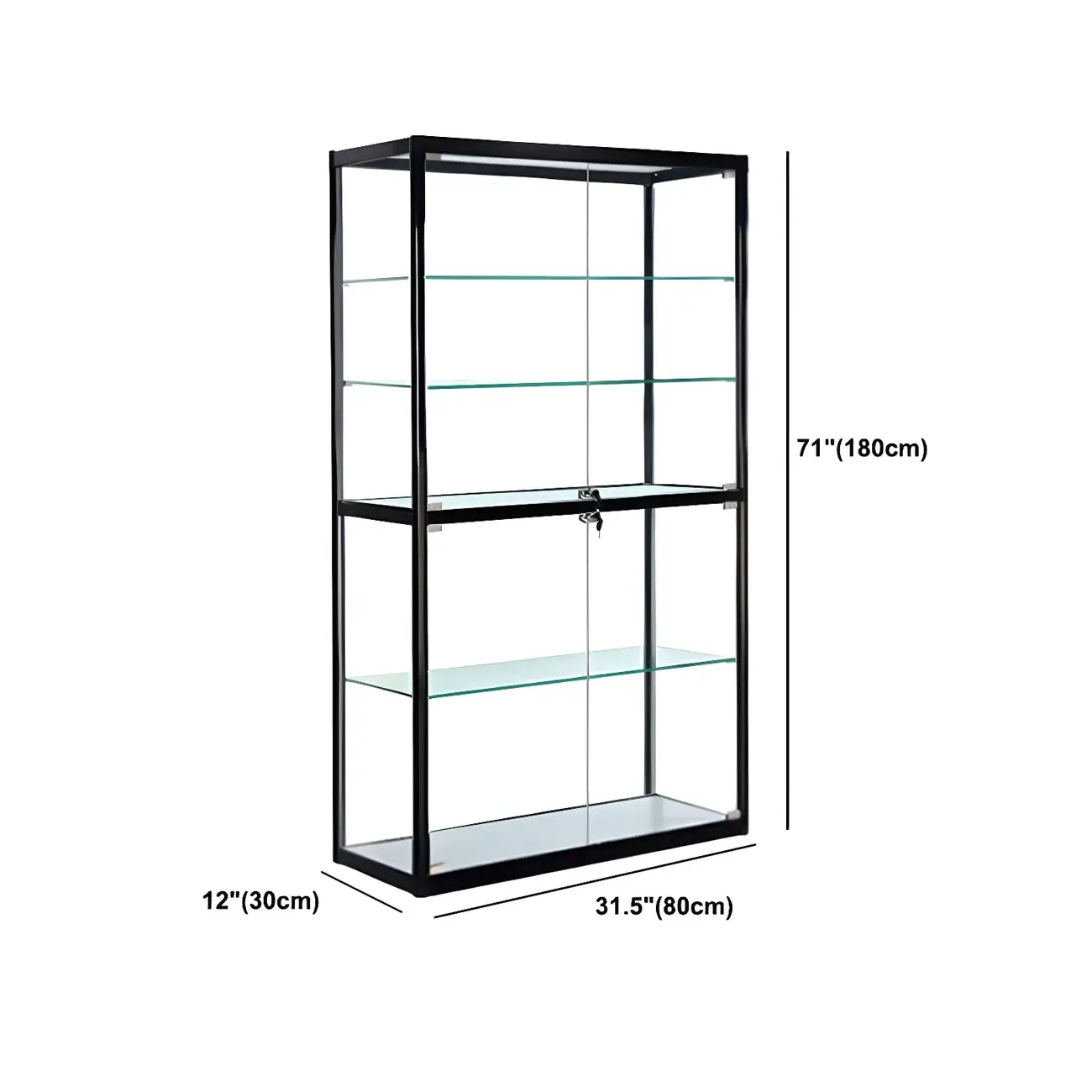 Modern Rectangular Black Glass Curio Display Cabinet Image - 22