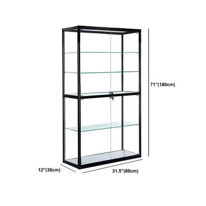 Modern Rectangular Black Glass Curio Display Cabinet Image - 22