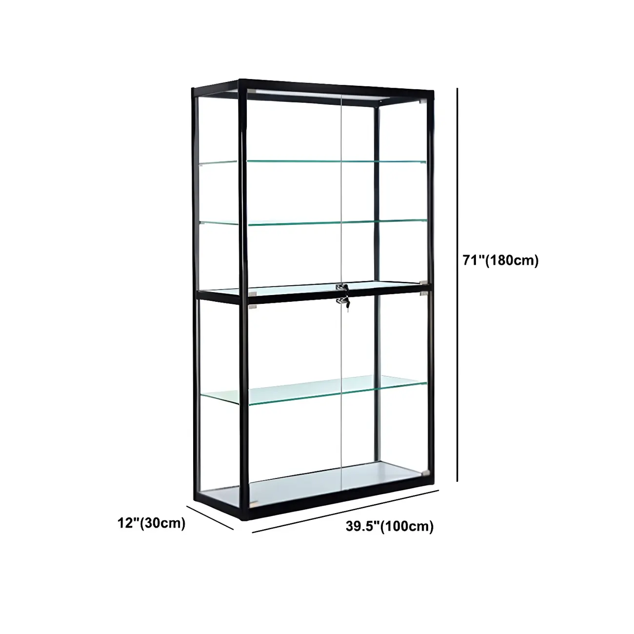 Modern Rectangular Black Glass Curio Display Cabinet Image - 23 | homeyfad