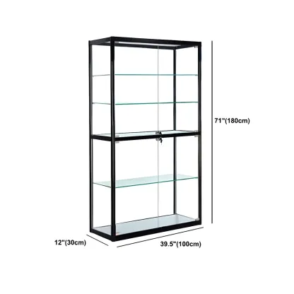 Modern Rectangular Black Glass Curio Display Cabinet Image - 23