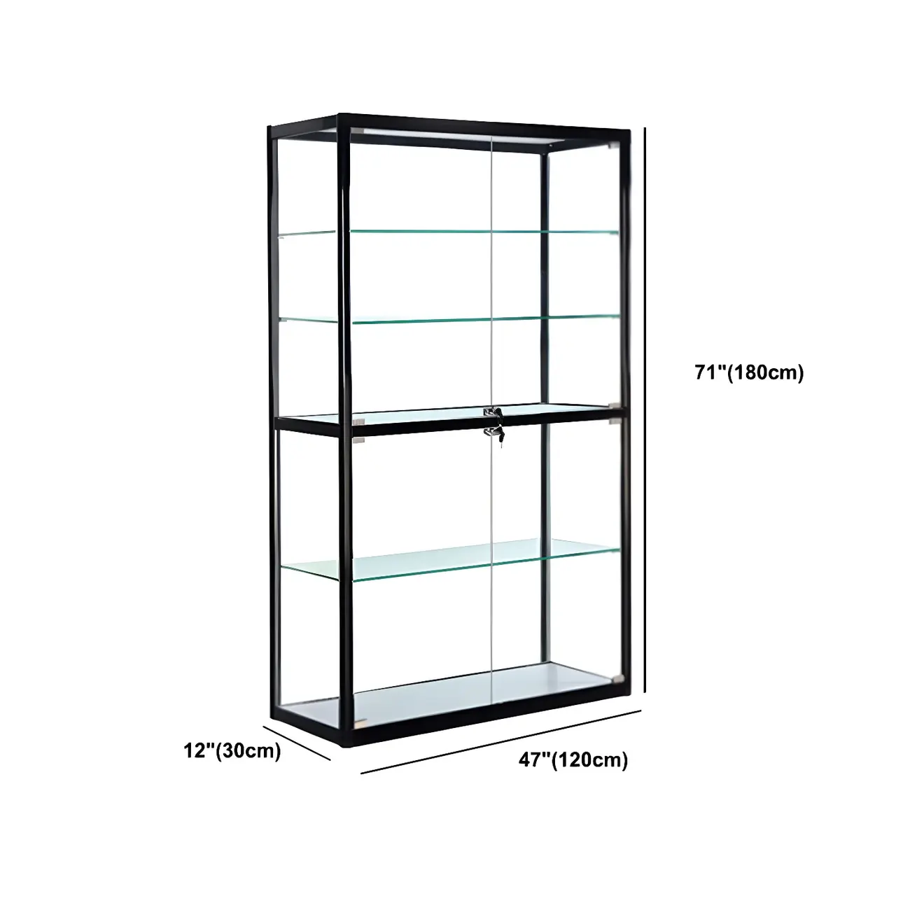Modern Rectangular Black Glass Curio Display Cabinet Image - 24 | homeyfad