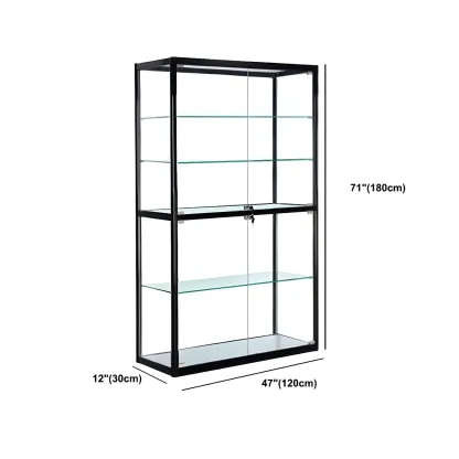 Modern Rectangular Black Glass Curio Display Cabinet Image - 24