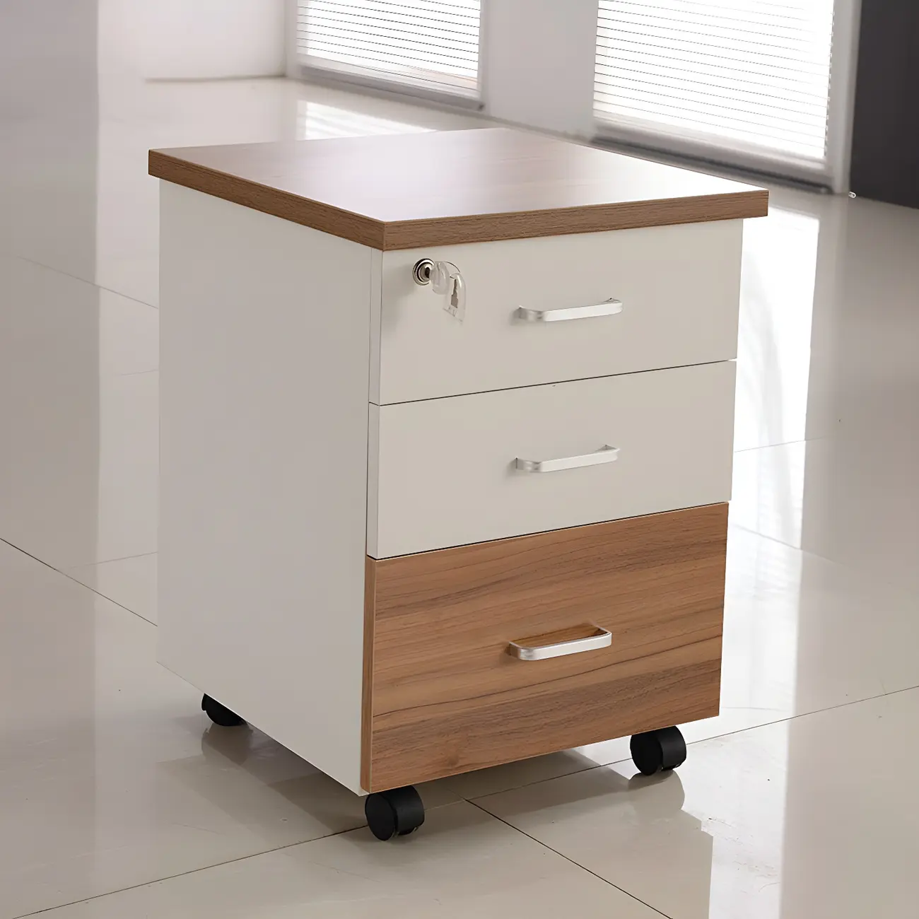 Modern Wooden Filing Cabinet with Lockable Storage for Offices Image - 1 | homeyfad