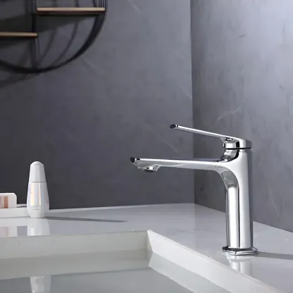 Durable Chrome Bathroom Sink Faucet with Swivel Spout Image - 13
