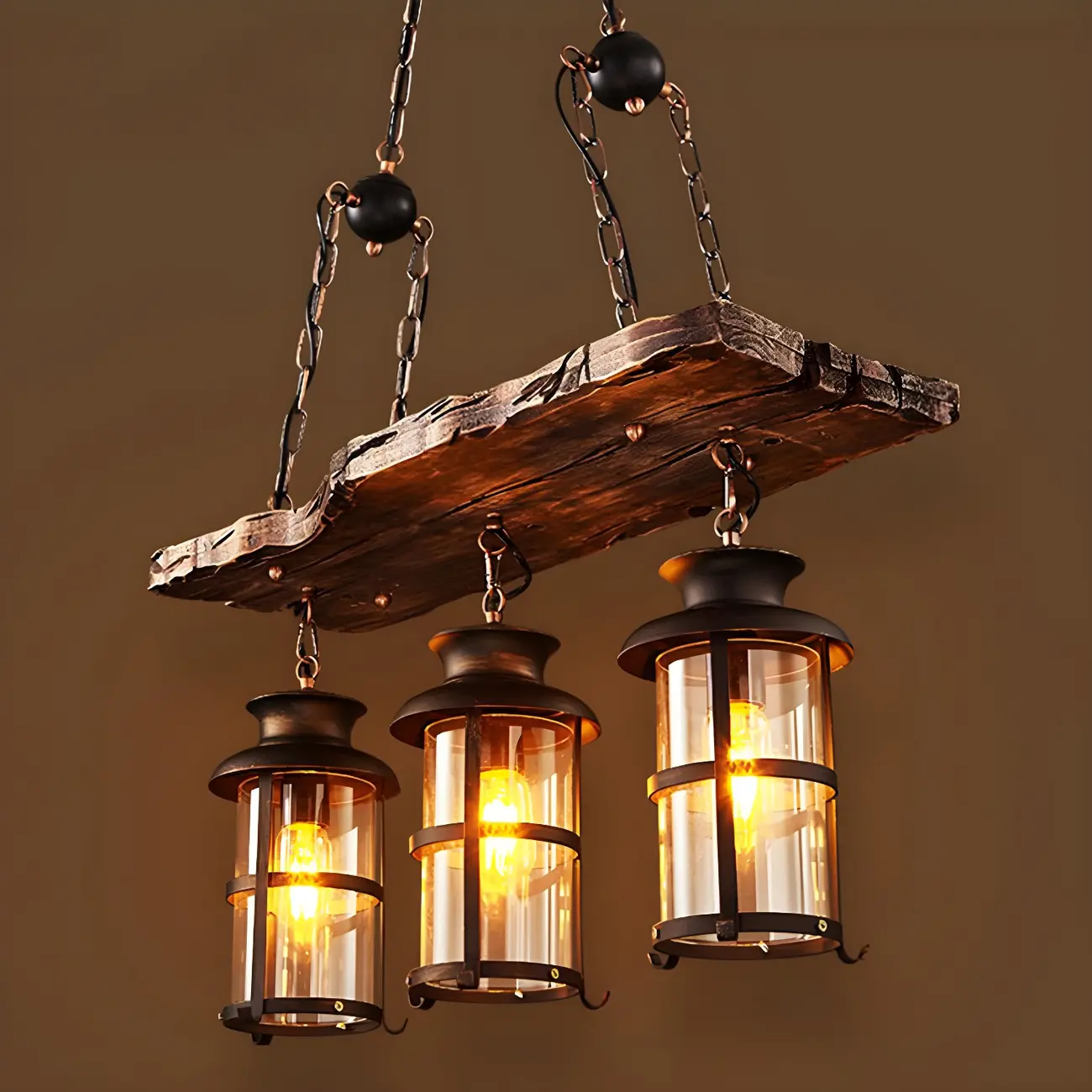 Rustic Industrial Large Wood Island Chandelier Image - 8 | homeyfad