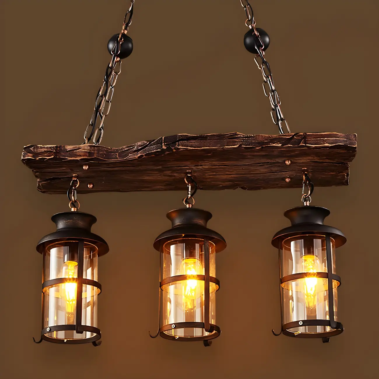 Rustic Industrial Large Wood Island Chandelier Image - 1 | homeyfad