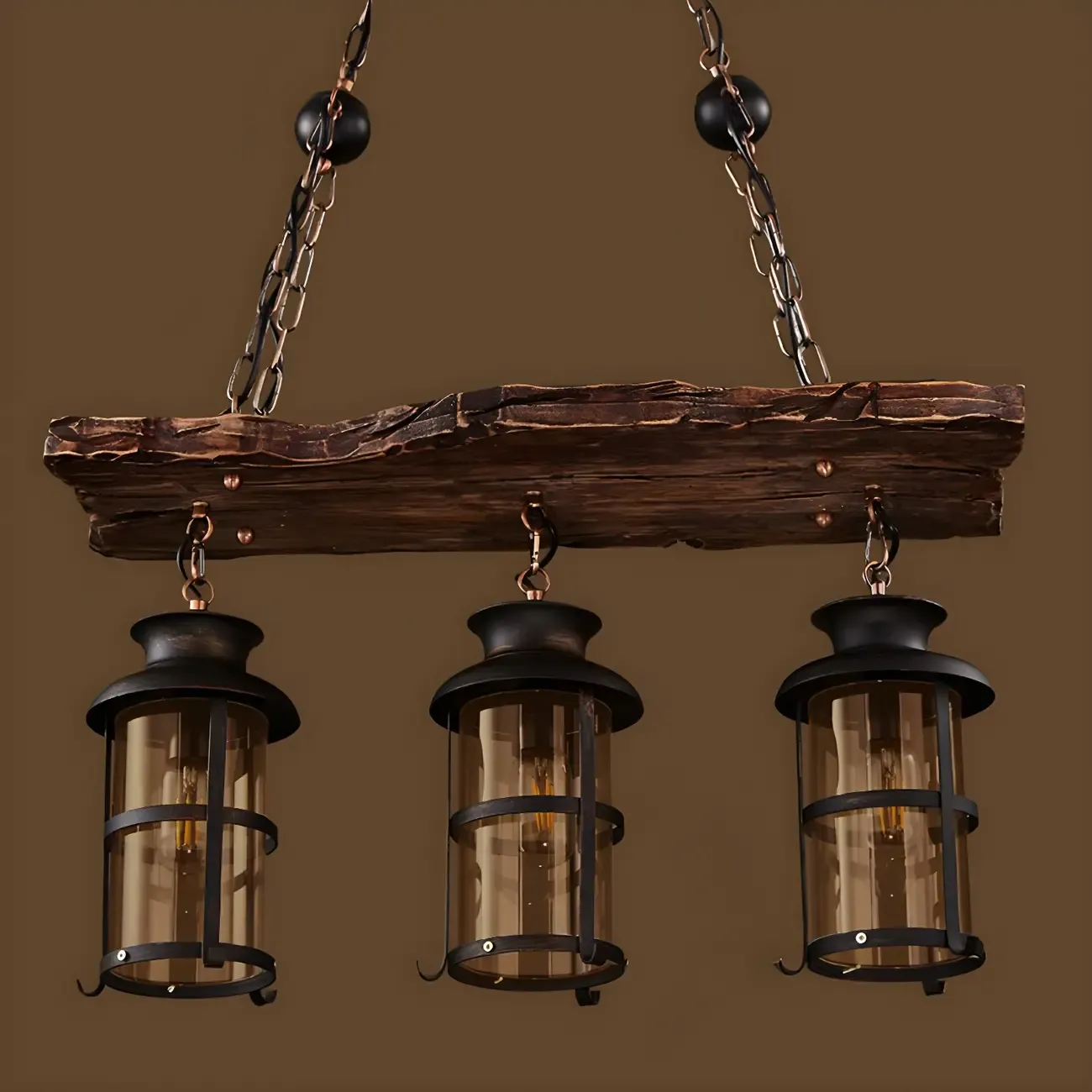 Rustic Industrial Large Wood Island Chandelier Image - 9