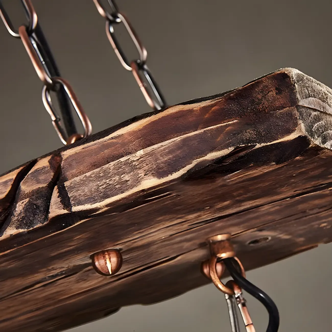 Rustic Industrial Large Wood Island Chandelier Image - 11