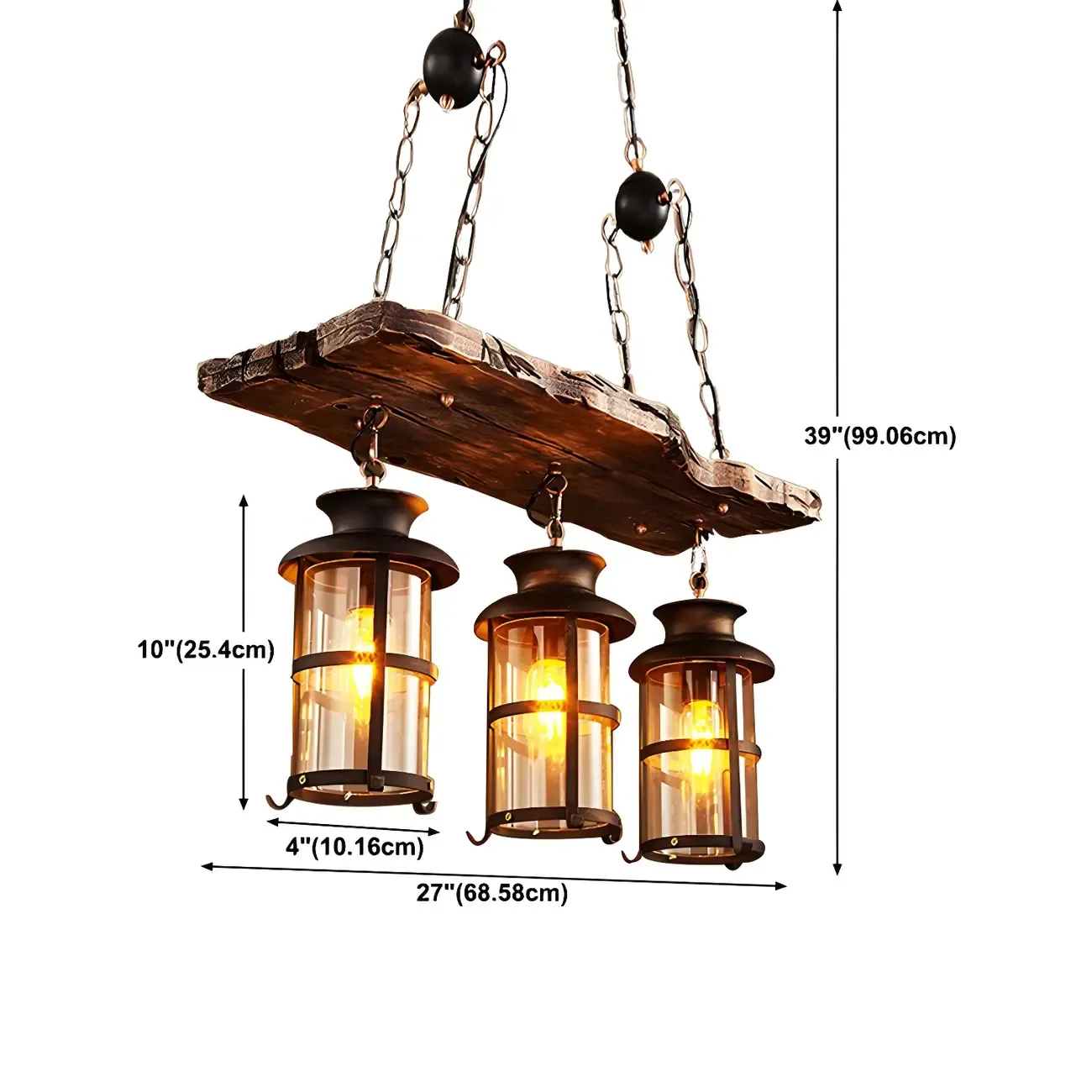 Rustic Industrial Large Wood Island Chandelier Image - 14