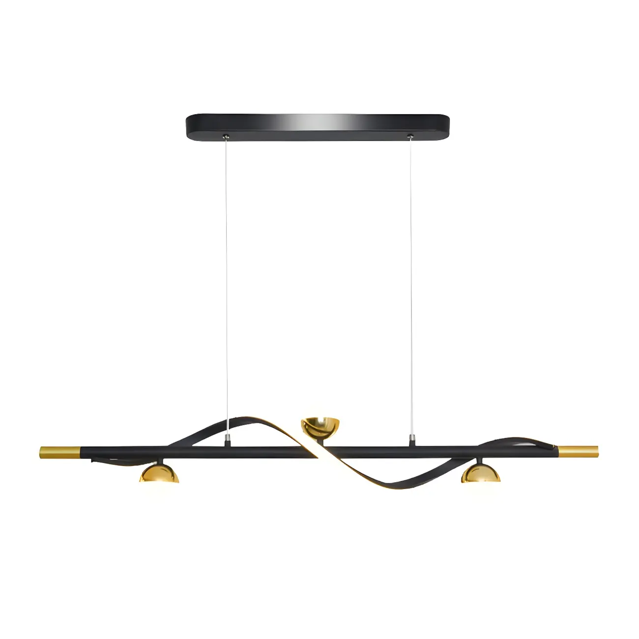 Abstract Black Metal Wave Island Pendant Light Image - 6 | homeyfad