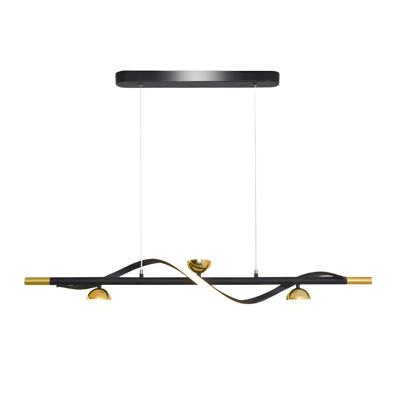 Abstract Black Metal Wave Island Pendant Light Image - 6