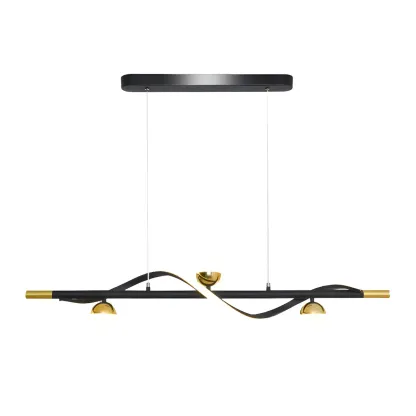 Abstract Black Metal Wave Island Pendant Light Image - 6