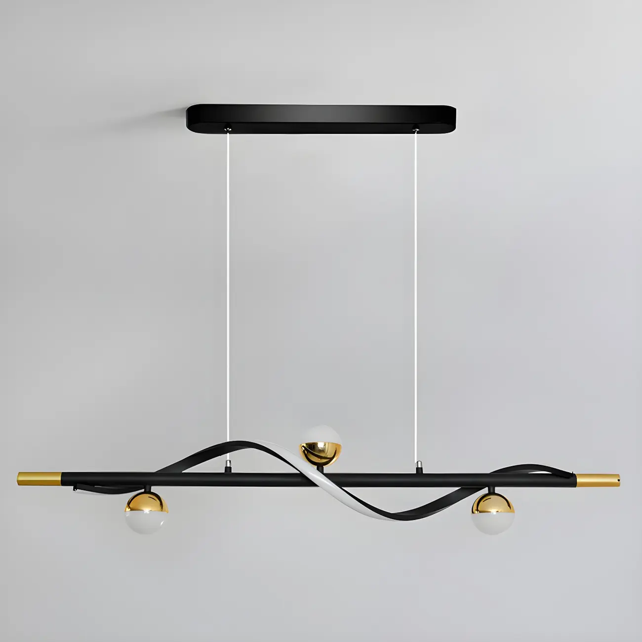 Abstract Black Metal Wave Island Pendant Light Image - 8 | homeyfad