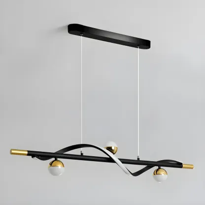 Abstract Black Metal Wave Island Pendant Light Image - 10