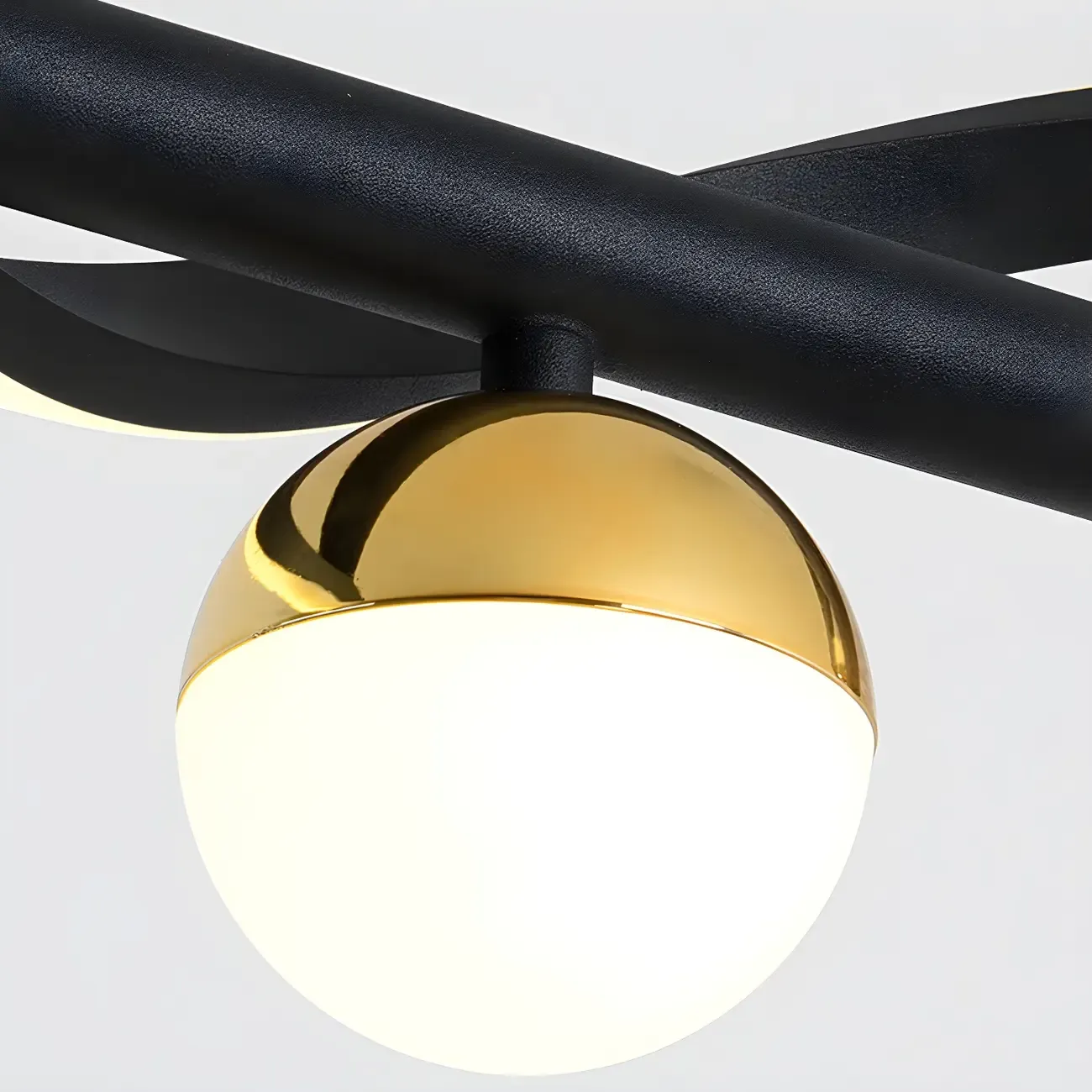 Abstract Black Metal Wave Island Pendant Light Image - 12